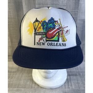 VTG NEW ORLEANS Meshback Trucker Cap Bourbon Street Meshback